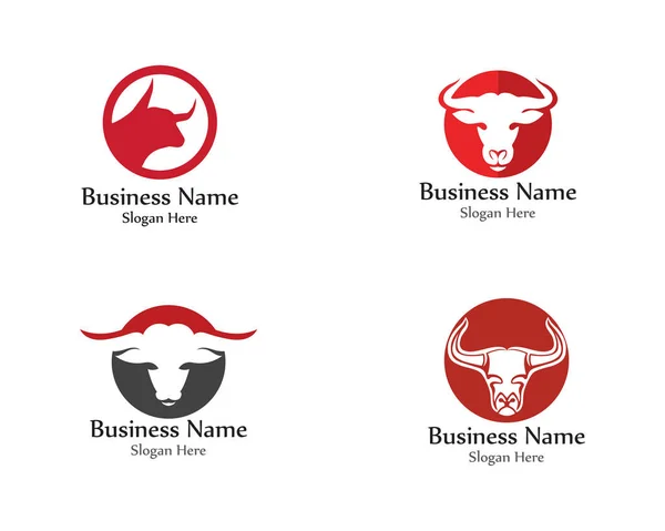 Touro Cabeça Chifre Logotipo Vermelho Animal — Vetor de Stock
