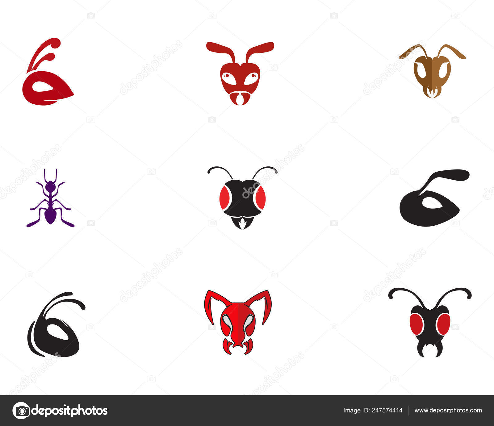 Cartoon ant head Vector Art Stock Images | Depositphotos