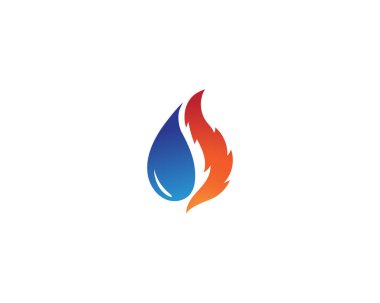 Damla su ve logo şablonu illüstrasyon yangın