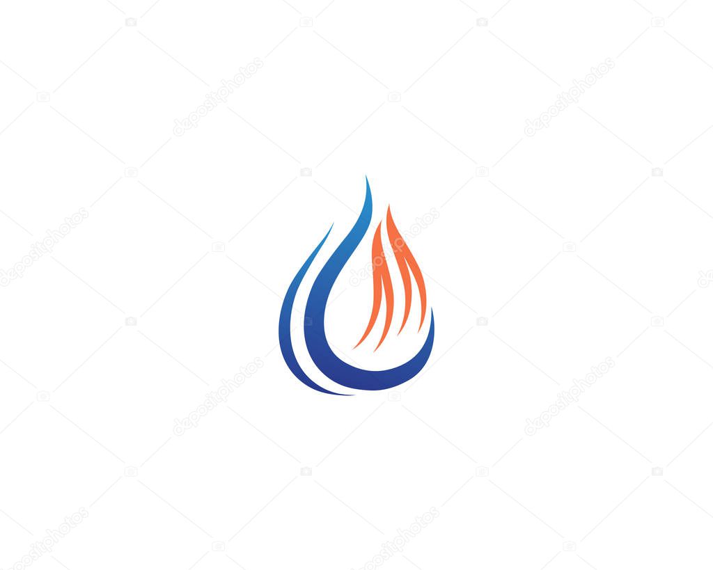 Water drop and fire logo template
