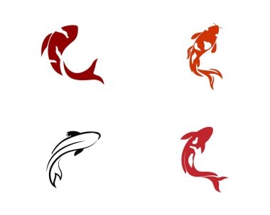 sazan koi tasarım beyaz arka plan üzerinde. Hayvan. Balık simgesi. Underwat