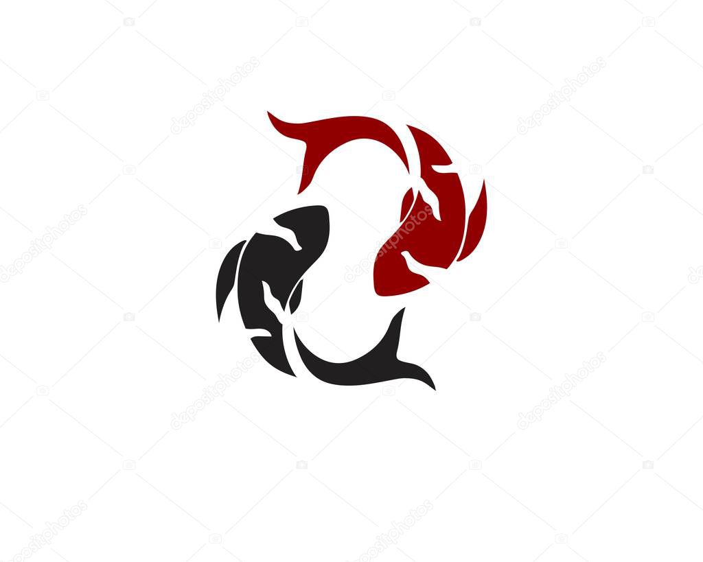Carp koi design on white background. Animal. Fish Icon. Underwater. Easy editable layered vector illustration