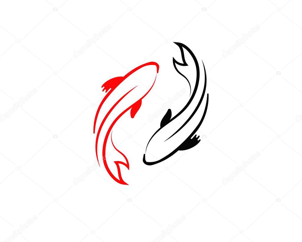 Carp koi design on white background. Animal. Fish Icon. Underwater. Easy editable layered vector illustration