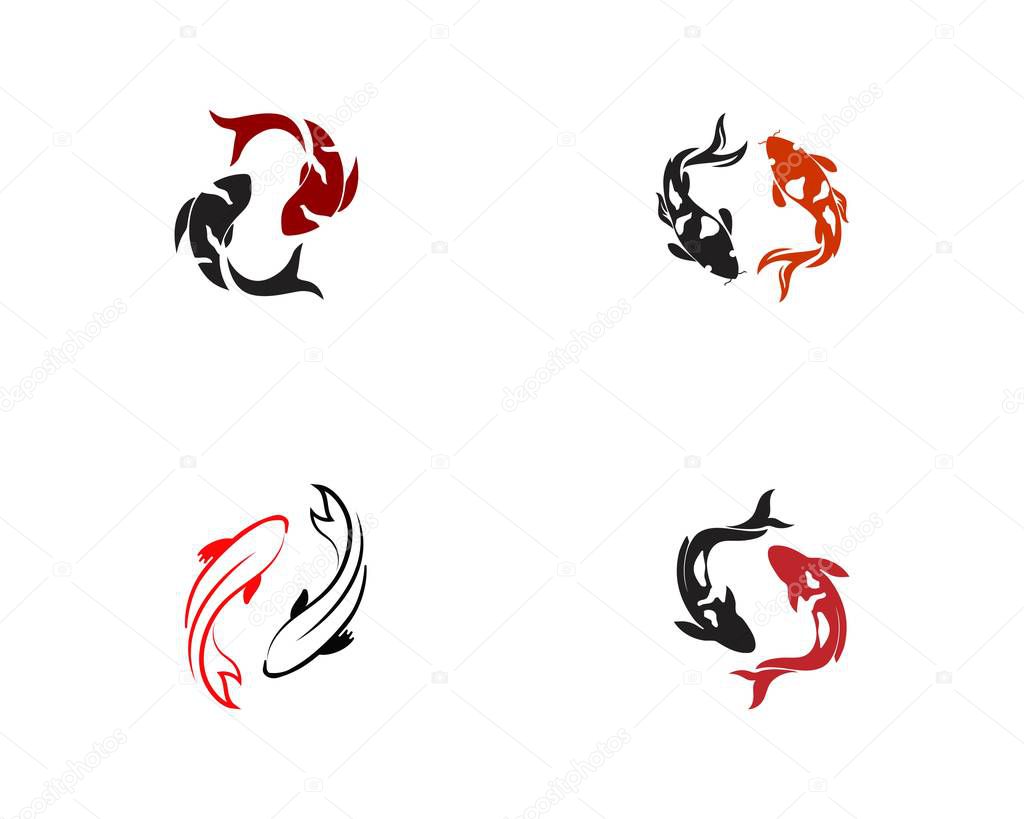 Carp koi design on white background. Animal. Fish Icon. Underwater. Easy editable layered vector illustration