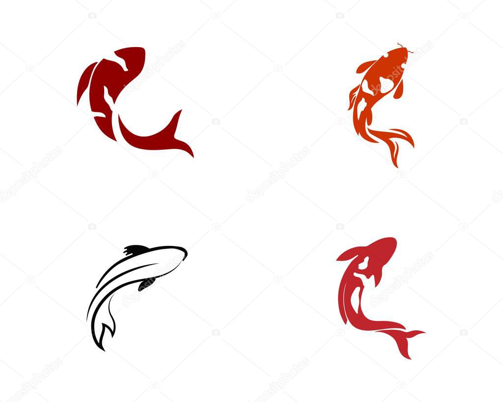 Carp koi design on white background. Animal. Fish Icon. Underwater. Easy editable layered vector illustration