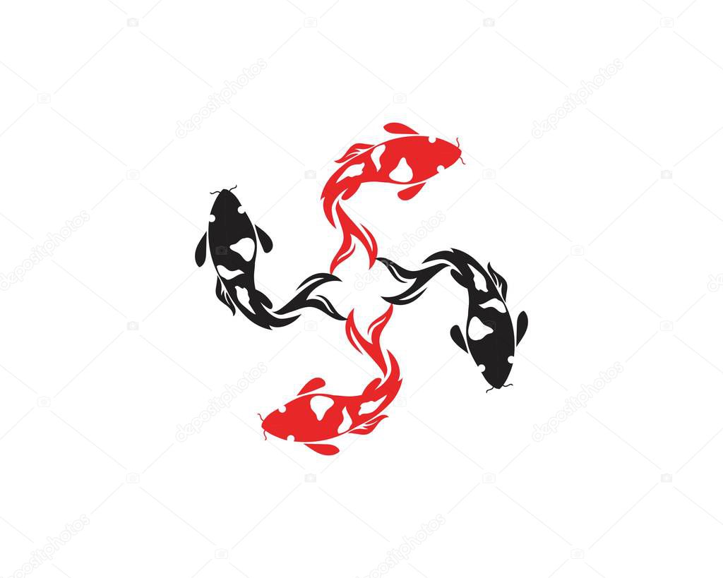 Carp koi design on white background. Animal. Fish Icon. Underwater. Easy editable layered vector illustration