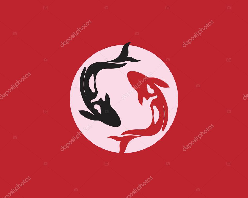Carp koi design on white background. Animal. Fish Icon. Underwater. Easy editable layered vector illustration