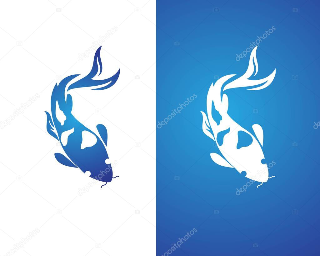 Carp koi design on white background. Animal. Fish Icon. Underwater. Easy editable layered vector illustration