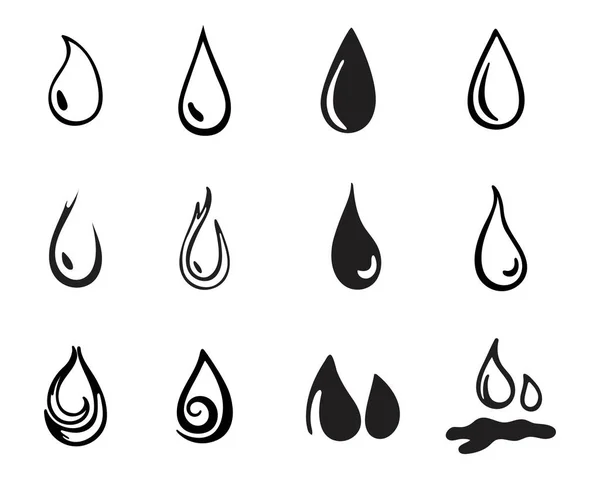 Wassertropfen schwarz n Farbe Logos — Stockvektor