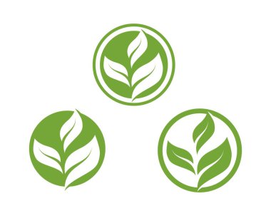 Yeşil ağaç yaprağı ekolojisi logoları