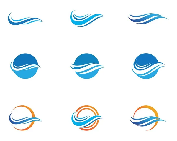 Símbolo de ola de agua e icono Logo Vectores de plantilla — Vector de stock