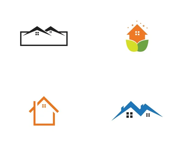 Casa edificios logotipo y símbolos iconos — Vector de stock