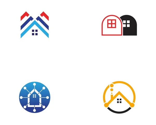 Casa edificios logotipo y símbolos iconos — Vector de stock