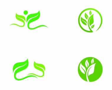 Yeşil ağaç yaprağı ekolojisi logoları