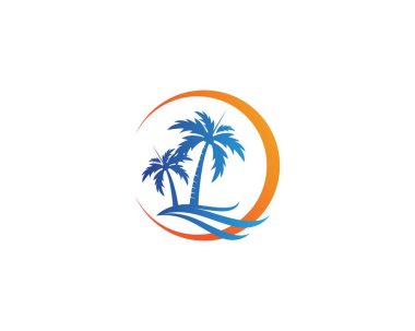 Palmiye ağacı yaz logo şablonu