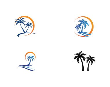 Palmiye ağacı yaz logo şablonu