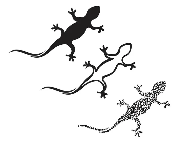 Lagarto camaleón Gecko silueta negro — Archivo Imágenes Vectoriales