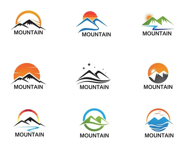 Minimalista táj Mountain logo design inspirációk — Stock Vector