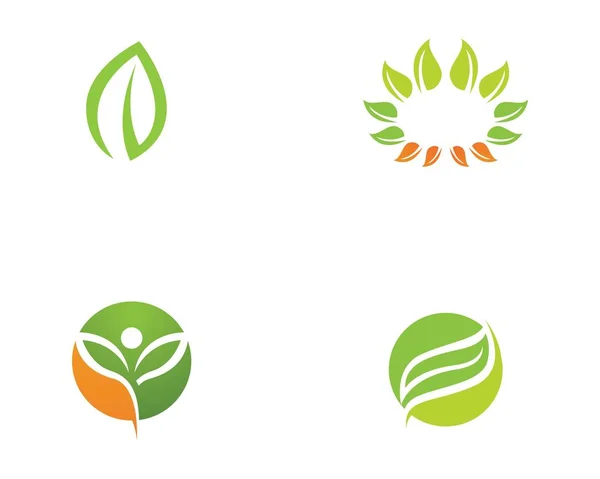 Logos de la ecología verde de la hoja del árbol — Vector de stock