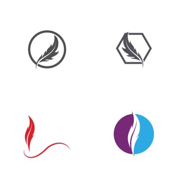 Tüy kalem işareti logo şablonu app yazmak