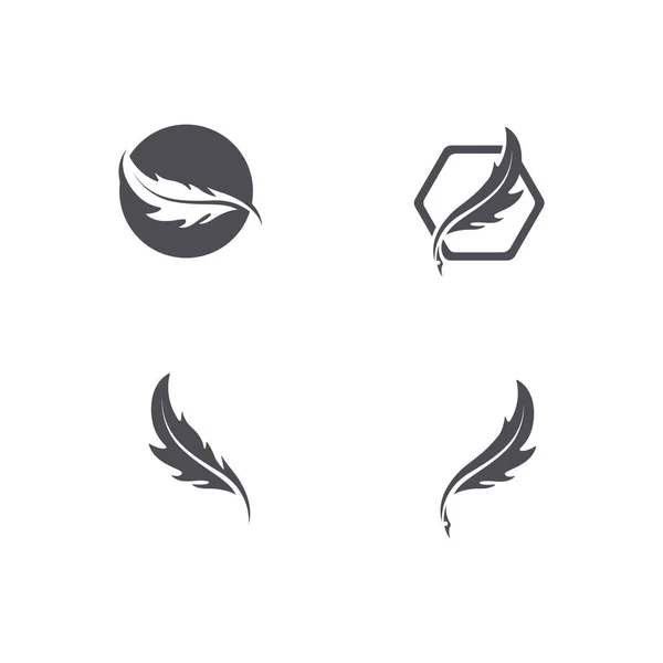 羽ペンを書く看板ロゴ テンプレート アプリ — ストックベクタ