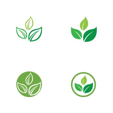 Yeşil ağaç yaprağı ekolojisi logoları