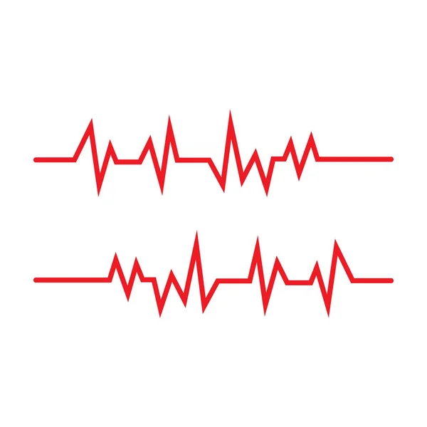 Línea de pulso ilustración vector plantilla rojo — Vector de stock