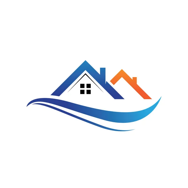 Logo nemovitostí, střecha v domácnosti související s logem majetku — Stockový vektor