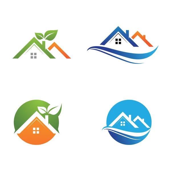Logotipo inmobiliario, azotea relacionada con el logotipo de la propiedad — Vector de stock