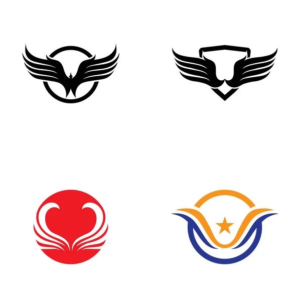 Logotipo da asa e modelo de negócio símbolo — Vetor de Stock