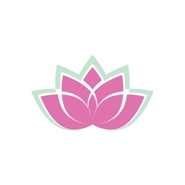 Düz tarzı pembe ve yeşil renk vektör Lotus çiçek