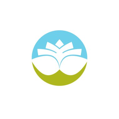 Düz tarzı pembe ve yeşil renk vektör Lotus çiçek