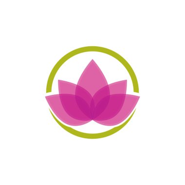 Düz tarzı pembe ve yeşil renk vektör Lotus çiçek