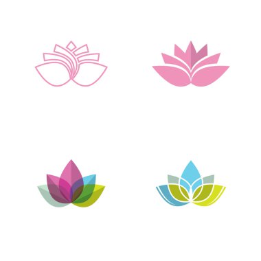 Düz tarzı pembe ve yeşil renk vektör Lotus çiçek