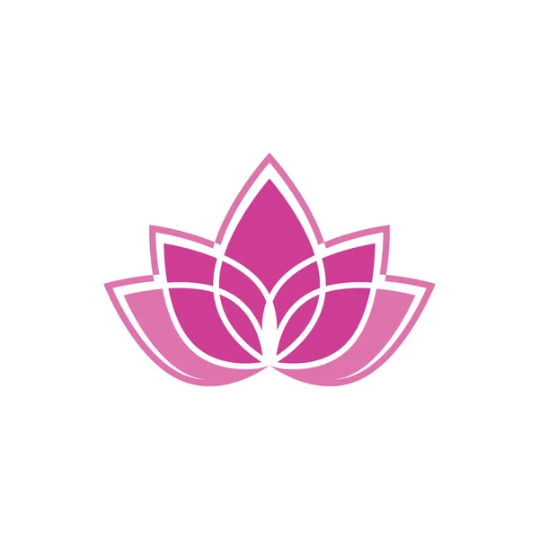 Lotus blomma i platt stil rosa och grön färg vektor — Stock vektor