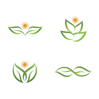 Yeşil ağaç yaprağı ekolojisi logoları