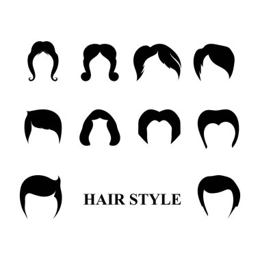 Saç dalgası logo vektör şablonu çizimi 