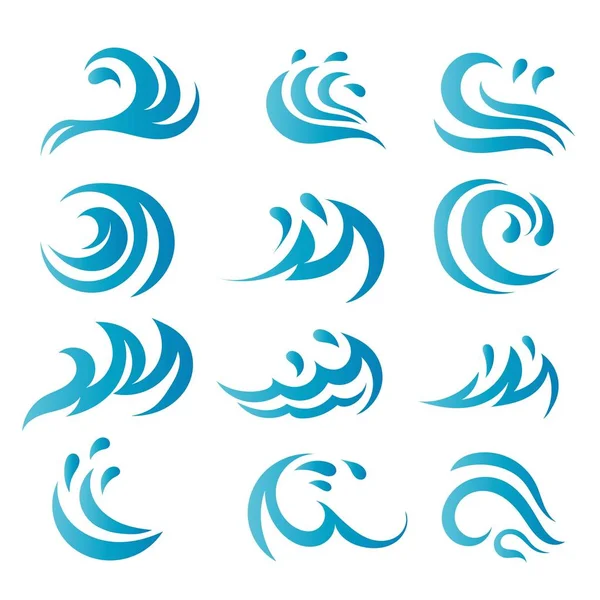Водна хвиля Логотип Шаблон Векторний символ лінія природи — стоковий вектор