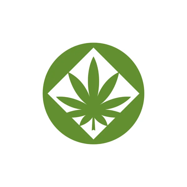 Silhouette de pot Cannabis marijuana chanvre feuille logo — Image vectorielle