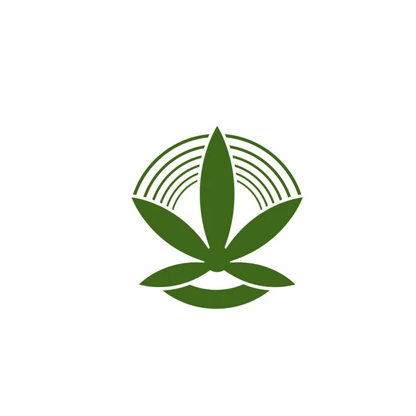 ポット大麻マリファナ麻の葉のロゴのシルエット — ストックベクタ