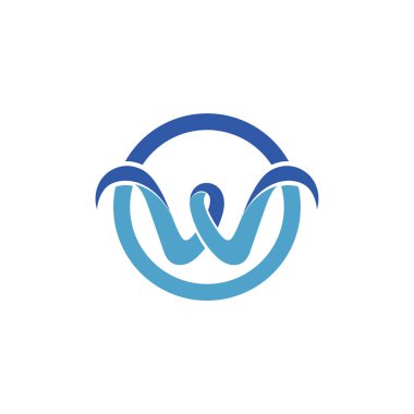 W harfi logosu ve sembolü şablon vektörü