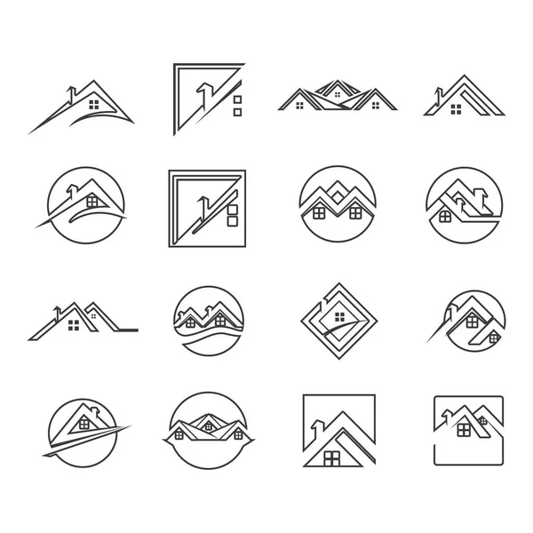 住宅建筑徽标和符号图标 — 图库矢量图片