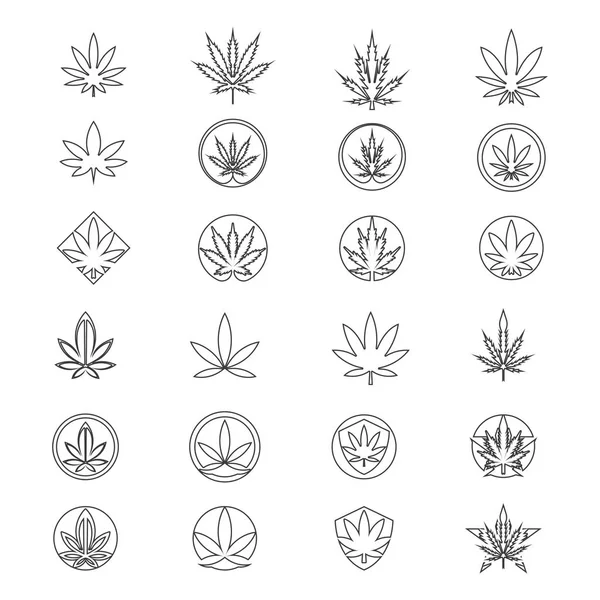 Sylwetka z pot Cannabis marihuana liść konopi logo — Wektor stockowy