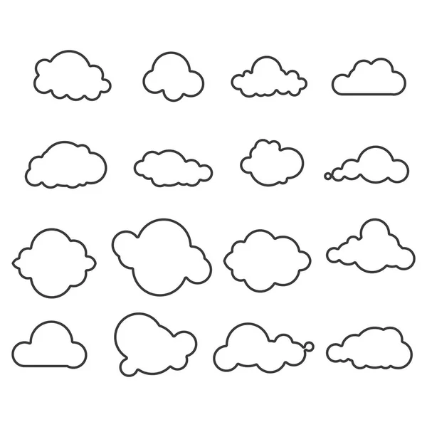 Clouds. Blue sky with different cloud shapes. Cute summer clouds — Stock Vector