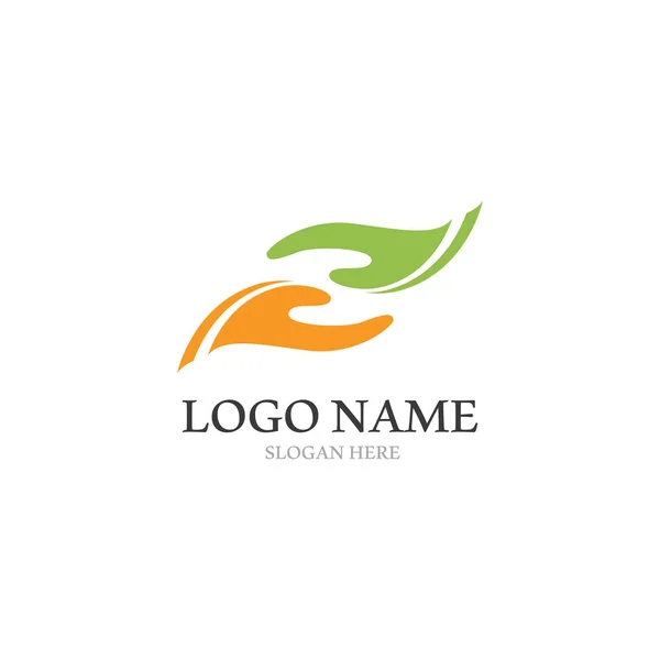 Cuidado de la mano Logo Plantilla vector icono Salud del negocio — Vector de stock