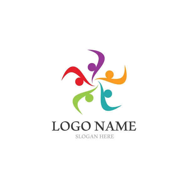 Adopción y cuidado de la comunidad Logo plantilla vector iconos — Vector de stock