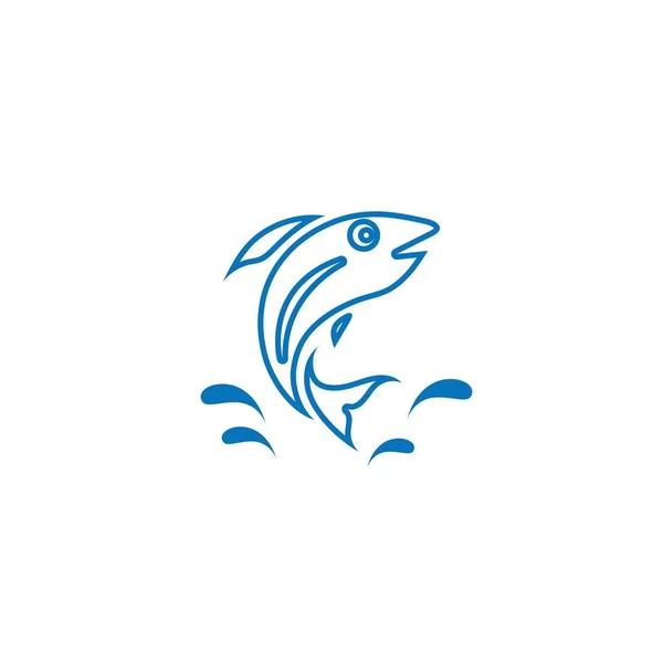 Fisch springen logo Vorlage Vektor-Symbol — Stockvektor