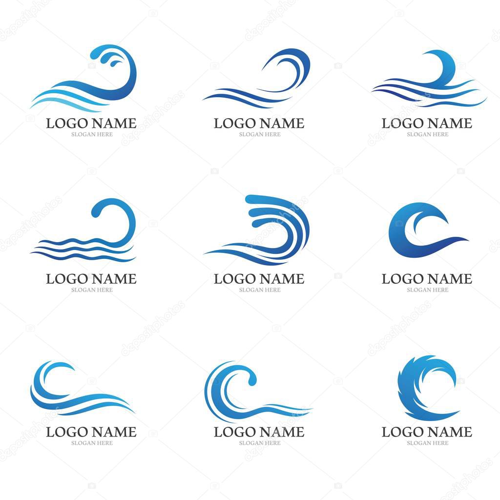 Water wave icon vector illustration design logo