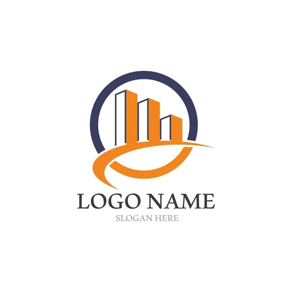 Mülkiyet ve inşaat logosu tasarımı — Stok Vektör