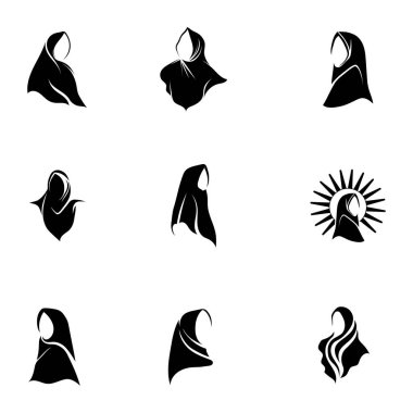 hijab logo ve sembol vektör şablonu